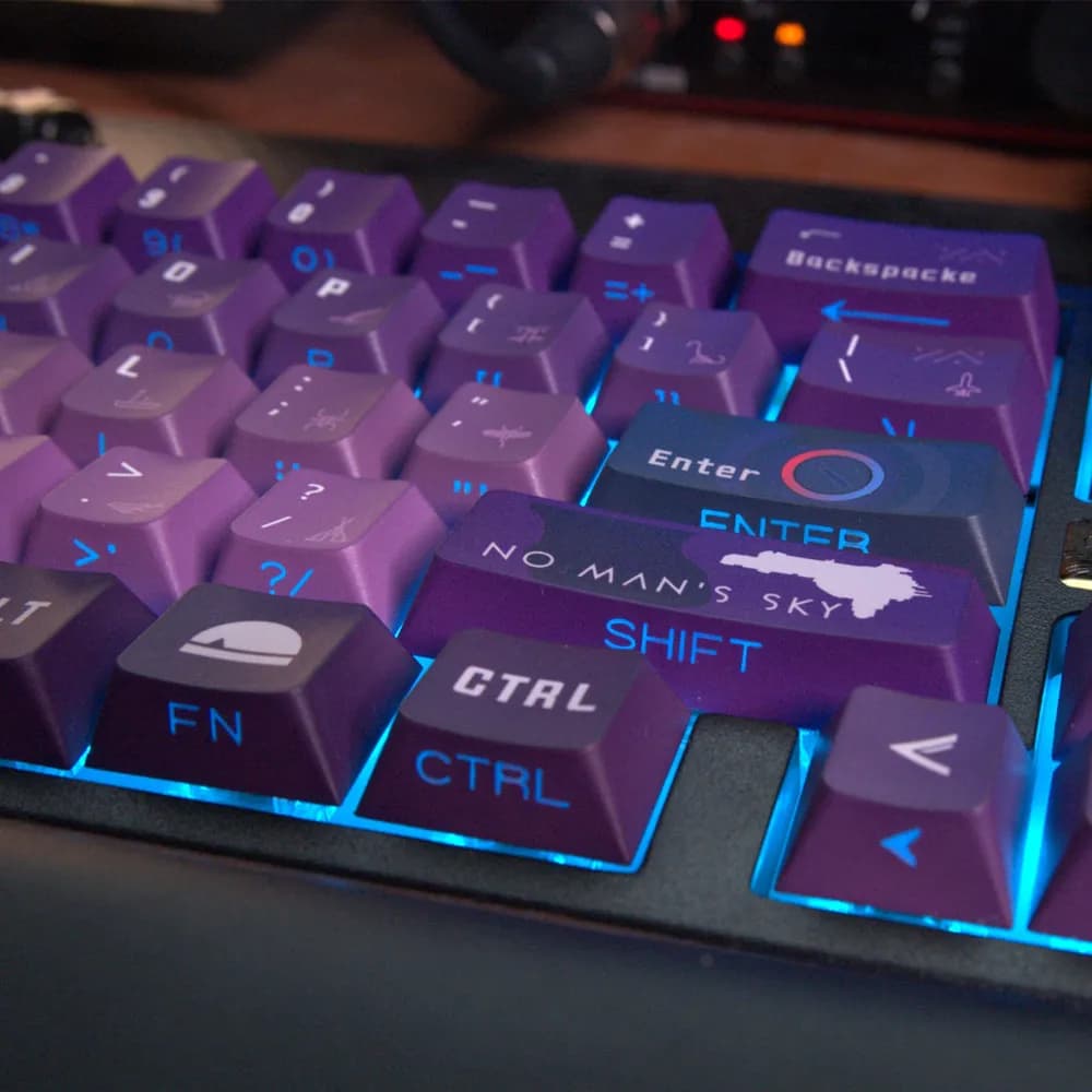 Set di tasti con illuminazione laterale No Man's Sky, 125 tasti, profilo Cherry, tasti PBT con sublimazione a colori per tastiera meccanica