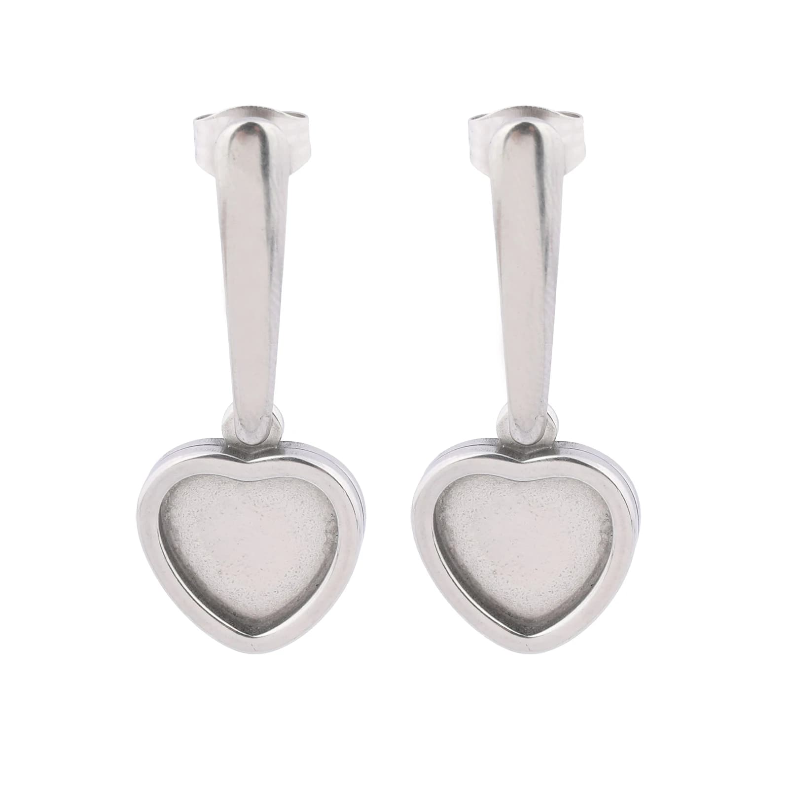 10 Pezzi Base per Orecchini in Acciaio Inox per Cabochon a Cuore da 10mm, Componenti per Creazione di Gioielli Fai-da-Te