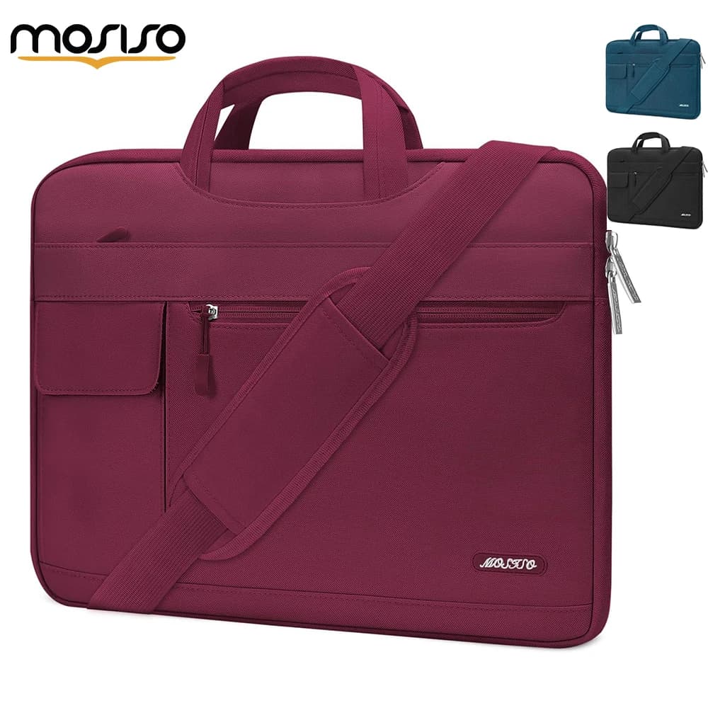 Borsa a tracolla per laptop MOSISO per MacBook Air/Pro Notebook da 13-16 pollici A2779 A2442 Custodia con valigetta flapover in poliestere nera