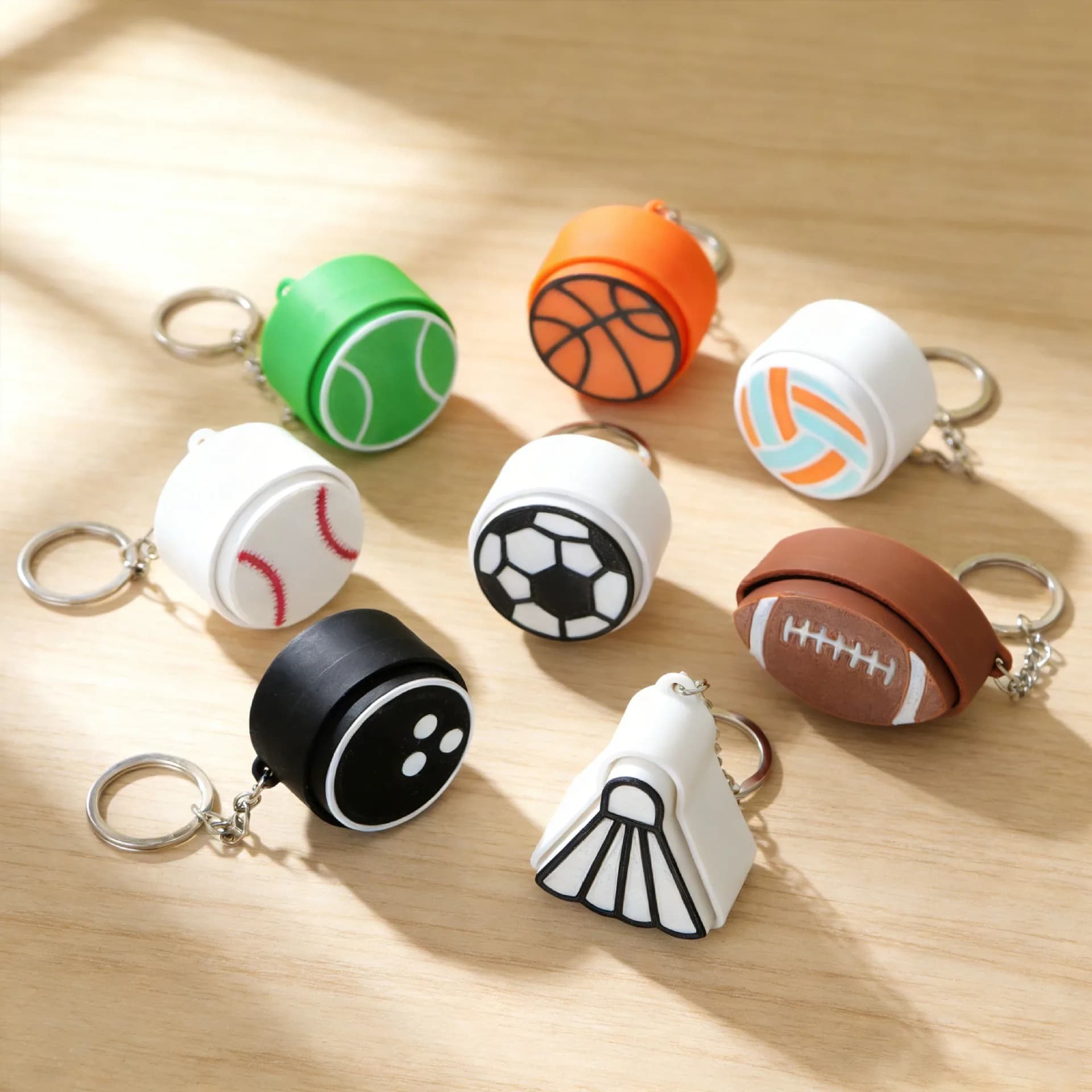 Creative Sports Ball Keychain Football Basketball Rugby Tennis Ball Theme Birthday Party DIY Accessories