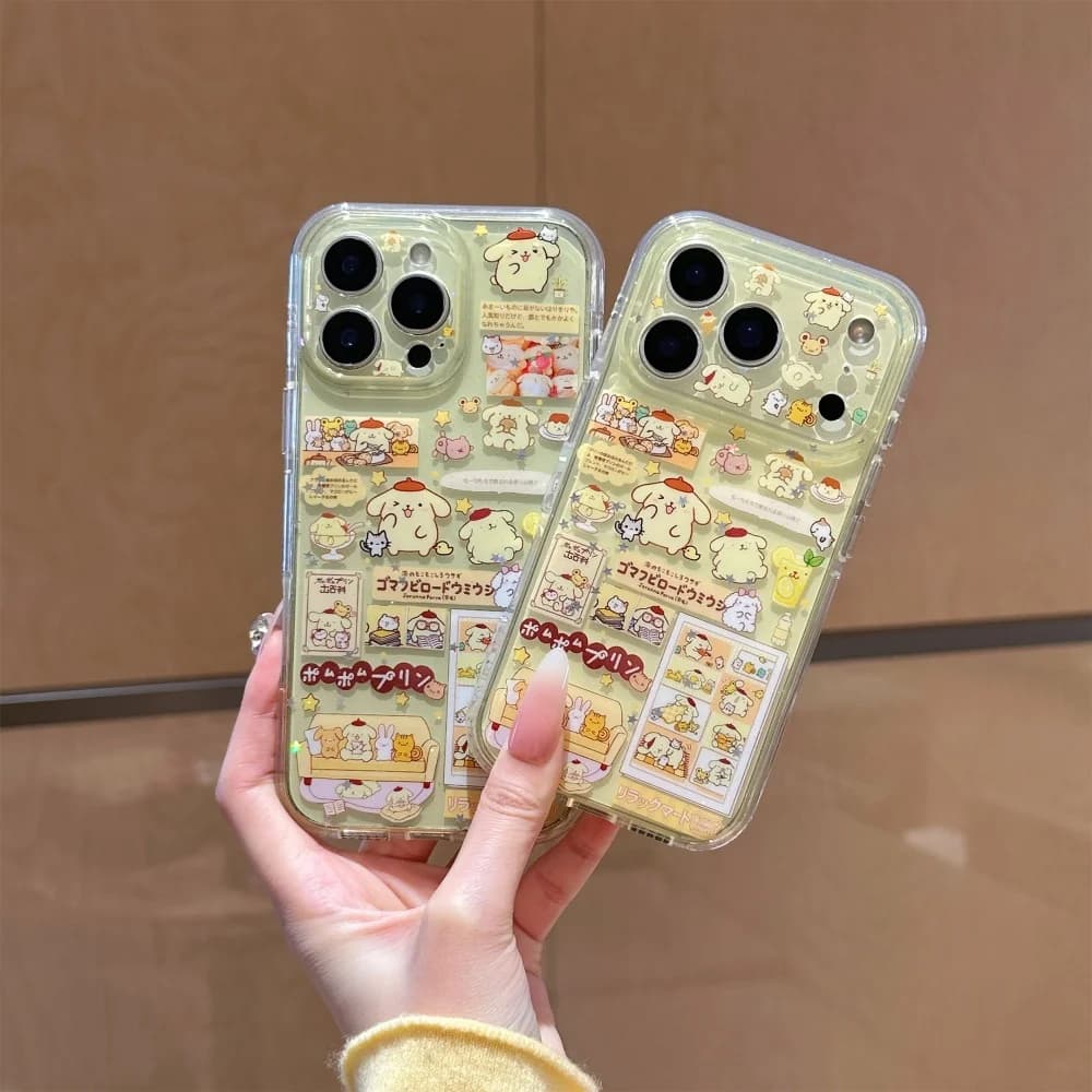 Custodia Protettiva di Lusso per iPhone 17 16 15 Pro 17 16 15 Pro Max con Stella Gialla Scintillante e Cane Pudding - Cover Posteriore di Alta Gamma