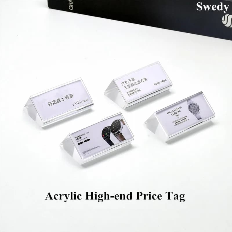 10 Pieces 50x25mm Mini Slanted Clear Acrylic Price Tag Holder Display Stands Small Table Plastic Price Sign Label Paper Holder