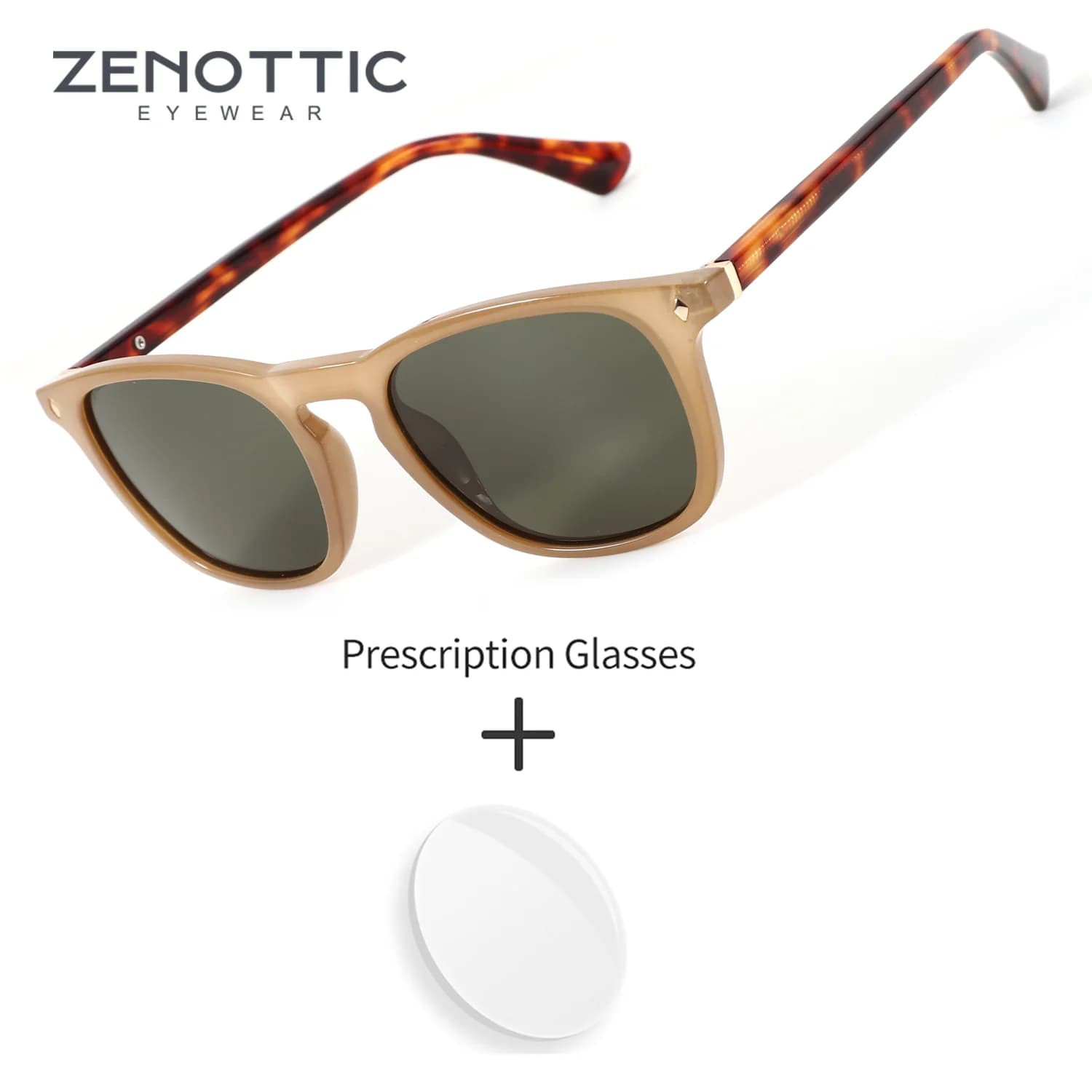 ZENOTTIC (Table S) Men's Square Polarized Sunglasses with UV400 Protection Optical Sunglasses View Glasses for Myopia Man