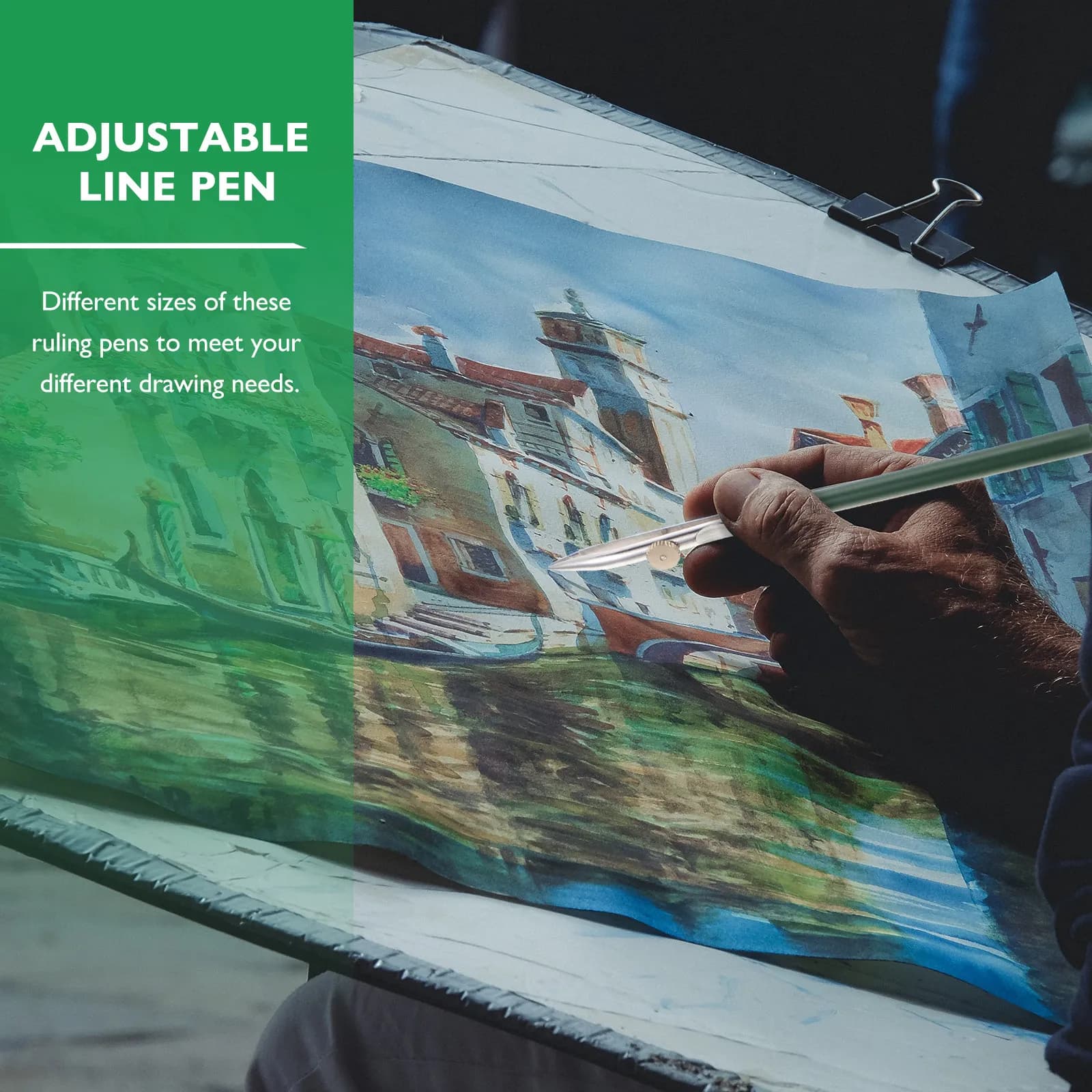 6Pcs Art Ruling Pens Set Green Color Adjustable Fine Line Drawing Pens Precision Tools for Technical Drawing Calligraphy Masking