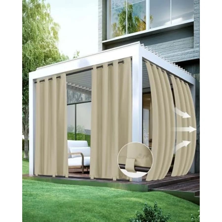 Tende da Esterno per Patio Impermeabili - 4 Pannelli 54"x84" - Antivento, Resistenti alle Intemperie, per la Privacy - Con Occhielli e Passanti