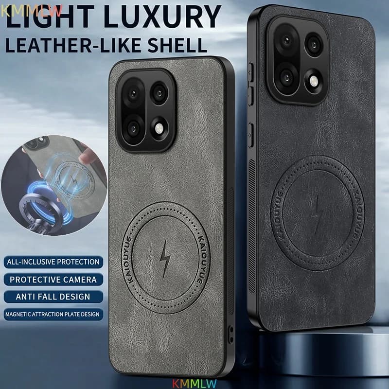 For OnePlus 15 Case Luxury PU Leather Skin Magnetic Magsafe Protective Back Cover For OnePlus 15 Phone Shell