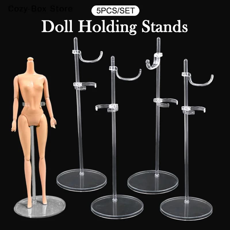 [ZY]5Pcs Adjust Universal Transparent Doll Holding Stands Doll Display Rack Mannequin Model Stand Doll Dress Support[ZY]