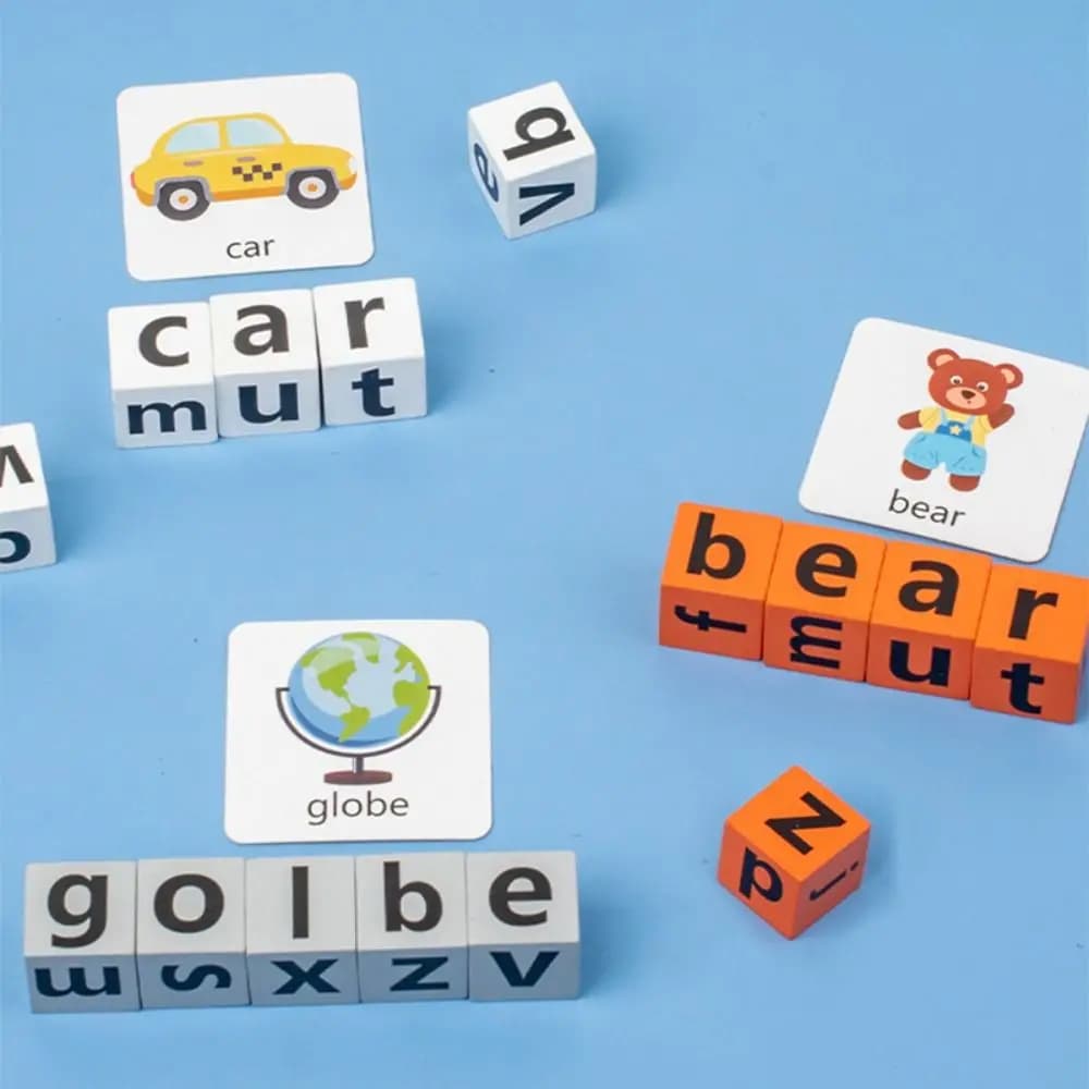 Blocchi di costruzione per l'apprendimento dell'inglese in legno Lettera cognitiva PK Memory Challenge Incantesimo Giocattoli di parole Giocattoli educativi per l'apprendimento precoce