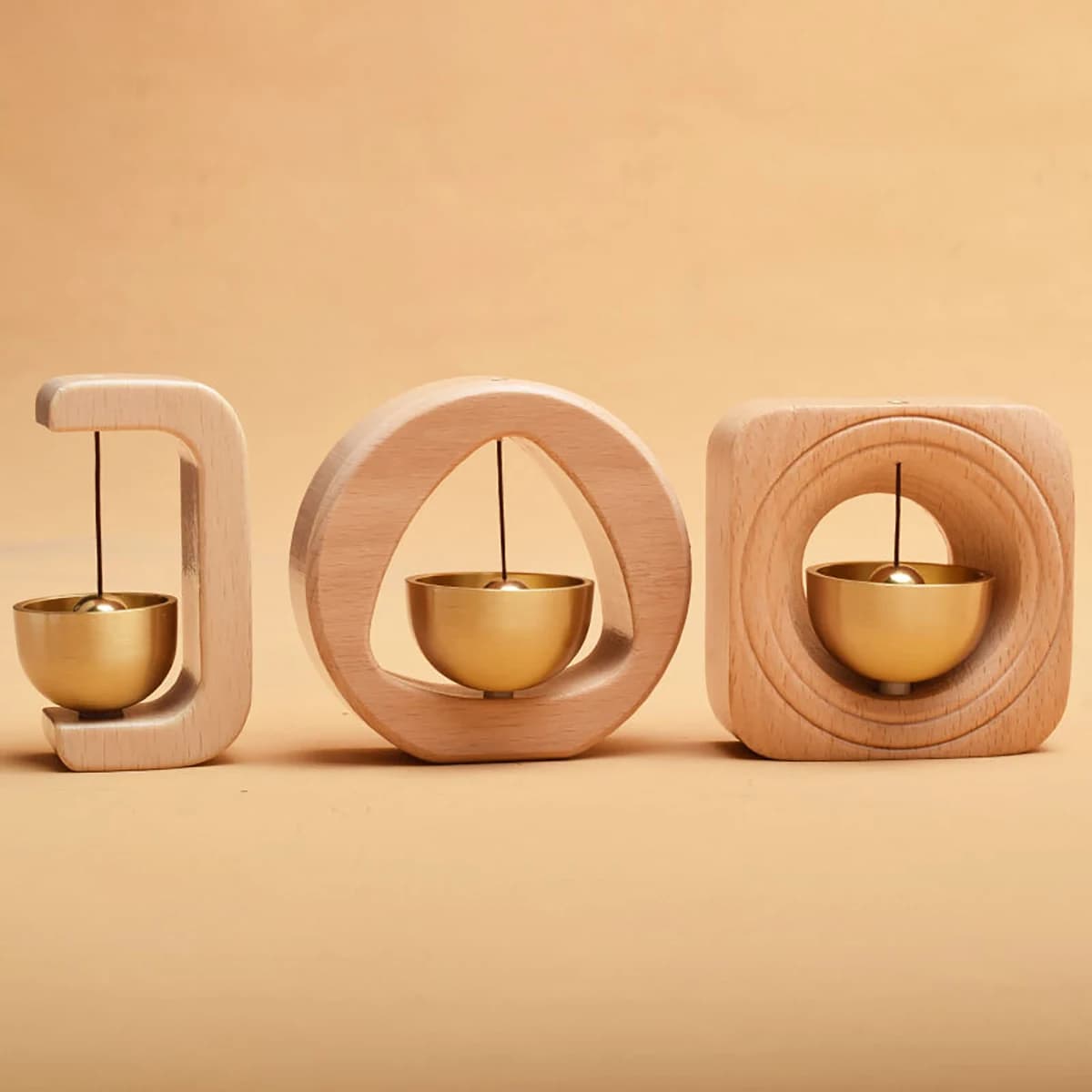 1 Pc Brass Dopamine Doorbell Wooden Bell Entry House Wind Chime Japanese Style Housewarming Entry House Pendant