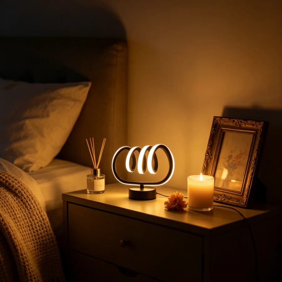 1PC Three-Ring LED Table Lamp, Warm White Ambient Night Light, USB Powered Decor Lamp for Living Room, Bedroom, Home Decor