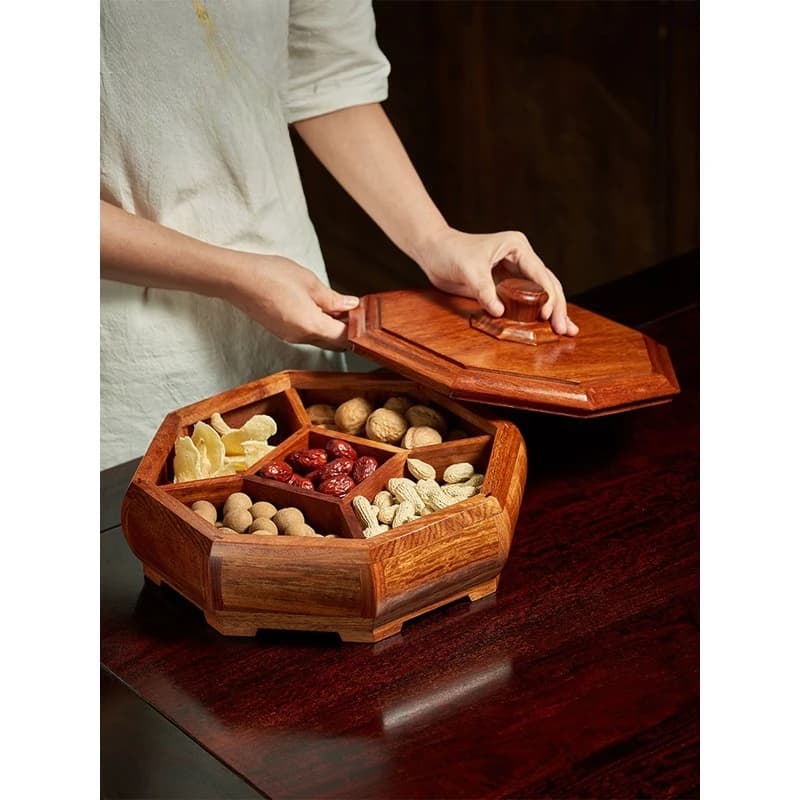 Piatto di frutta, legno massello, nuovo tavolino da salotto per la casa in stile cinese, scatola di immagazzinaggio di caramelle per frutta secca