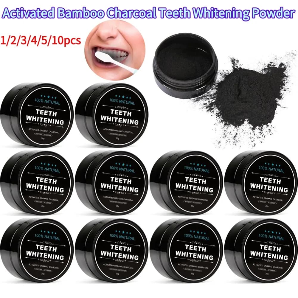 Natural Organic Active Bamboo Carbon Teeth Whitening Powder Yellow Tooth Cleansing Dentifricio for fresh breath for everyday use