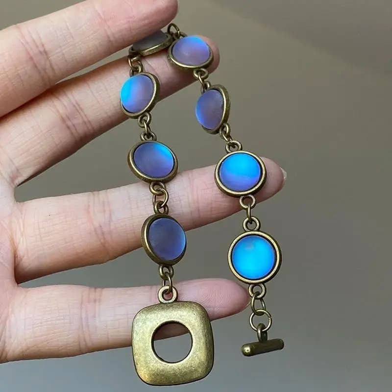 [HS]Y2K 1Pc Fashion Blue Vintage Bracelet Women Harajuku Bangles Beads Aesthetic Jewelry Charm Bracelet