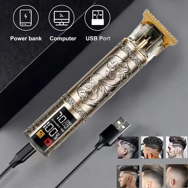 Men's Vintage Hair Trimmer T9 Carving Rechargeable Barber Electric Professional Hair Clipper Beard Trimmer/Metal Haircut Clipper