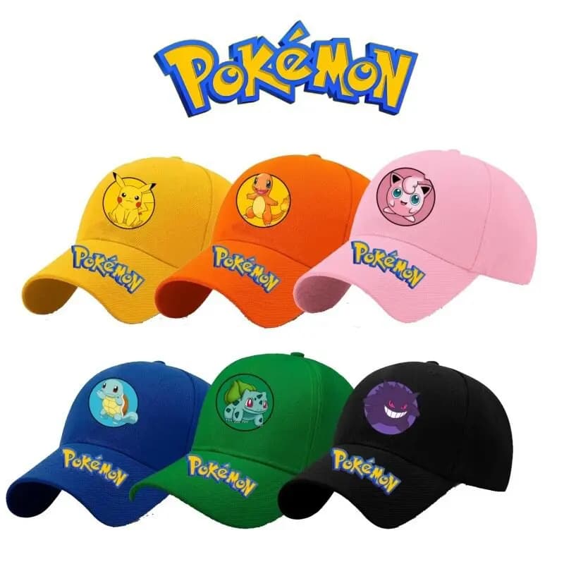 Pokemon Series Pikachu Bulbasaur Cartoon Pattern Duckbill Cap Lightweight Outdoor Travel Sun Hat for Men Women Cosplay Fans Gift