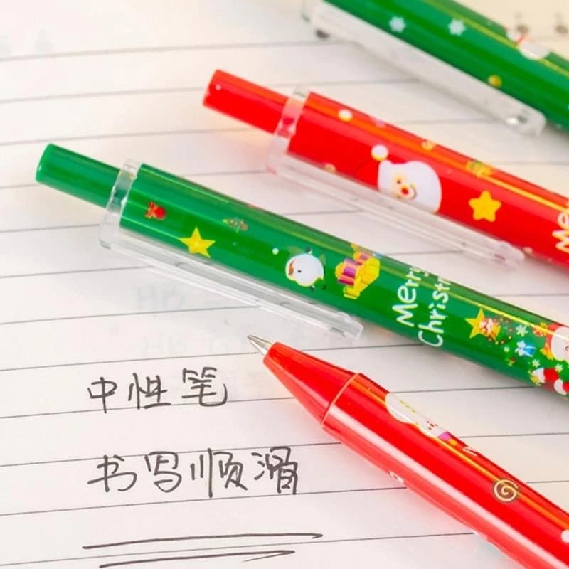 Penna gel retrattile 4 pezzi/pacco 0,5 mm ricaricabile asciugatura rapida per scrivere strumenti scrittura natalizia per