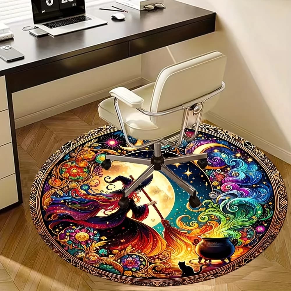 VIKAMA Tappeto rotondo per bere strega incantatrice, perfetto per la decorazione domestica, cuscino per sedia da ufficio, soggiorno, camera da letto, decorazioni per la casa
