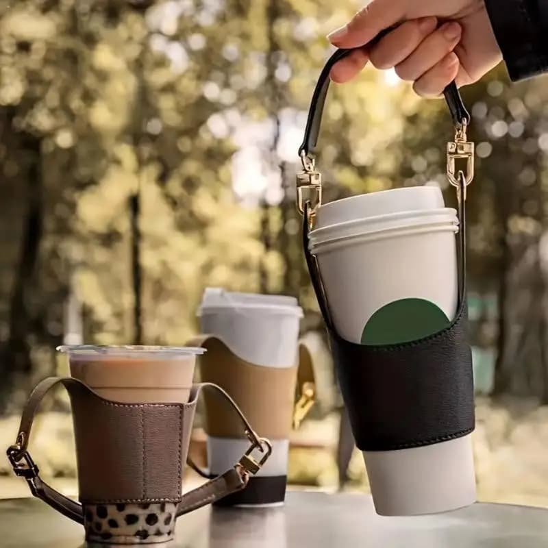 G6KF Insulated Beverage Holder with Adjustable Strap Portable Water Bottle Sleeve Protective Cover for Coffee and Hot Drink