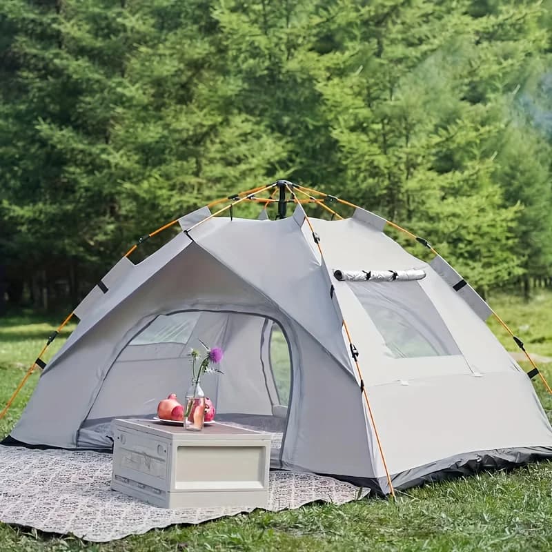 3-Second Quick Setup: Automatic Pop-Up Tent (No Assembly Required) — Featuring Fiberglass Poles and Oxford Fabric Canopy. An All-Season, Waterproof Camping Shelter with Zipper Closure, Ideal for Hiking, Travel, and the Beach.