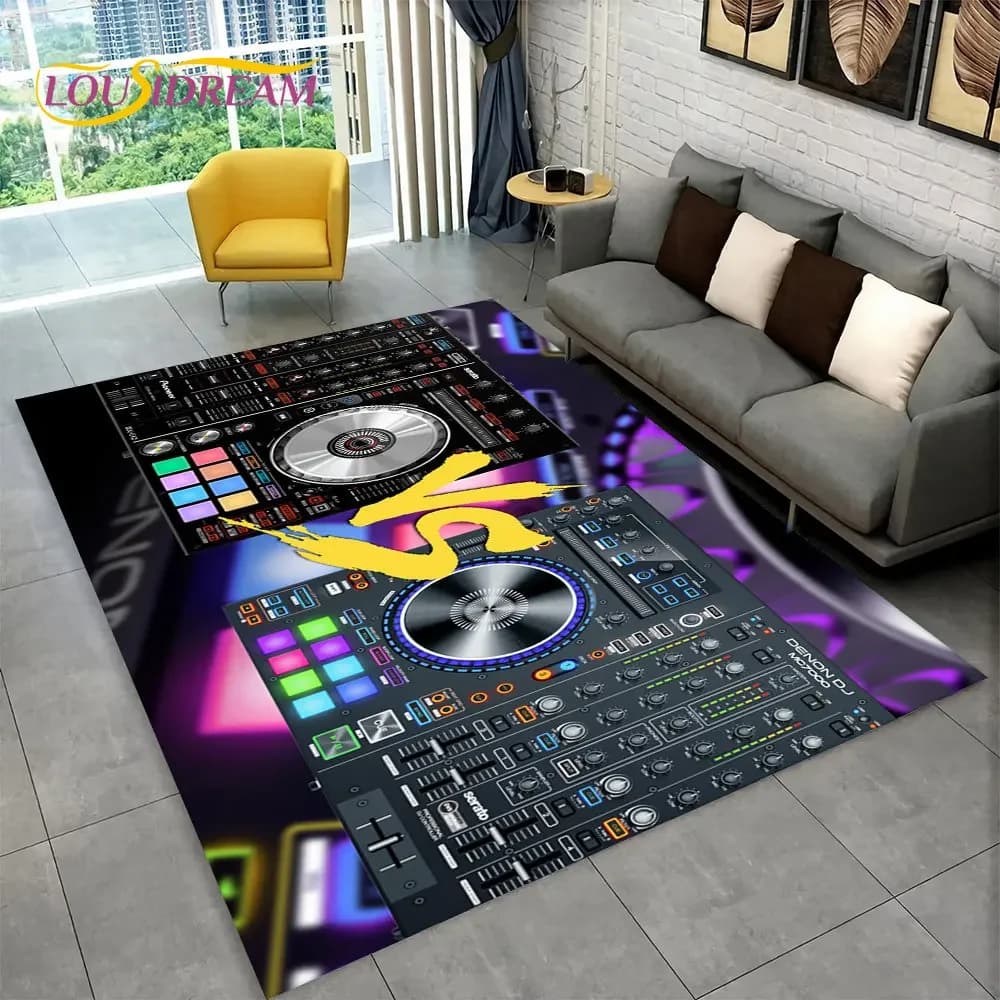 Tappeto 3D con Motivo Tastiera DJ, Tappeto per Soggiorno, Camera da Letto, Divano, Ingresso, Corridoio, Tappetino Antiscivolo per Sport e Yoga