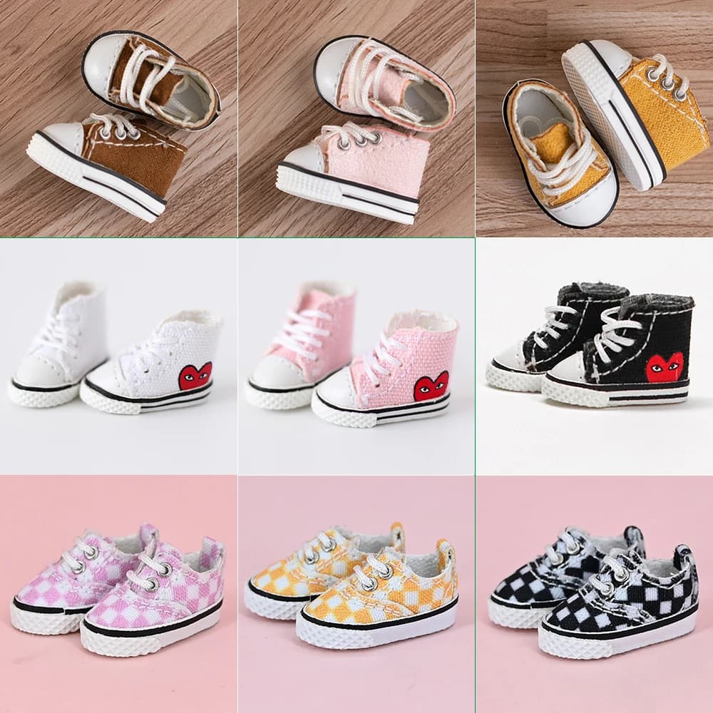 Obitsu 11 Scarpe di tela moda Ob11 Accessori per bambole Mini scarpe da ginnastica giocattolo con lacci per bambole Bjd 1/12, Ymy, Gsc Dod
