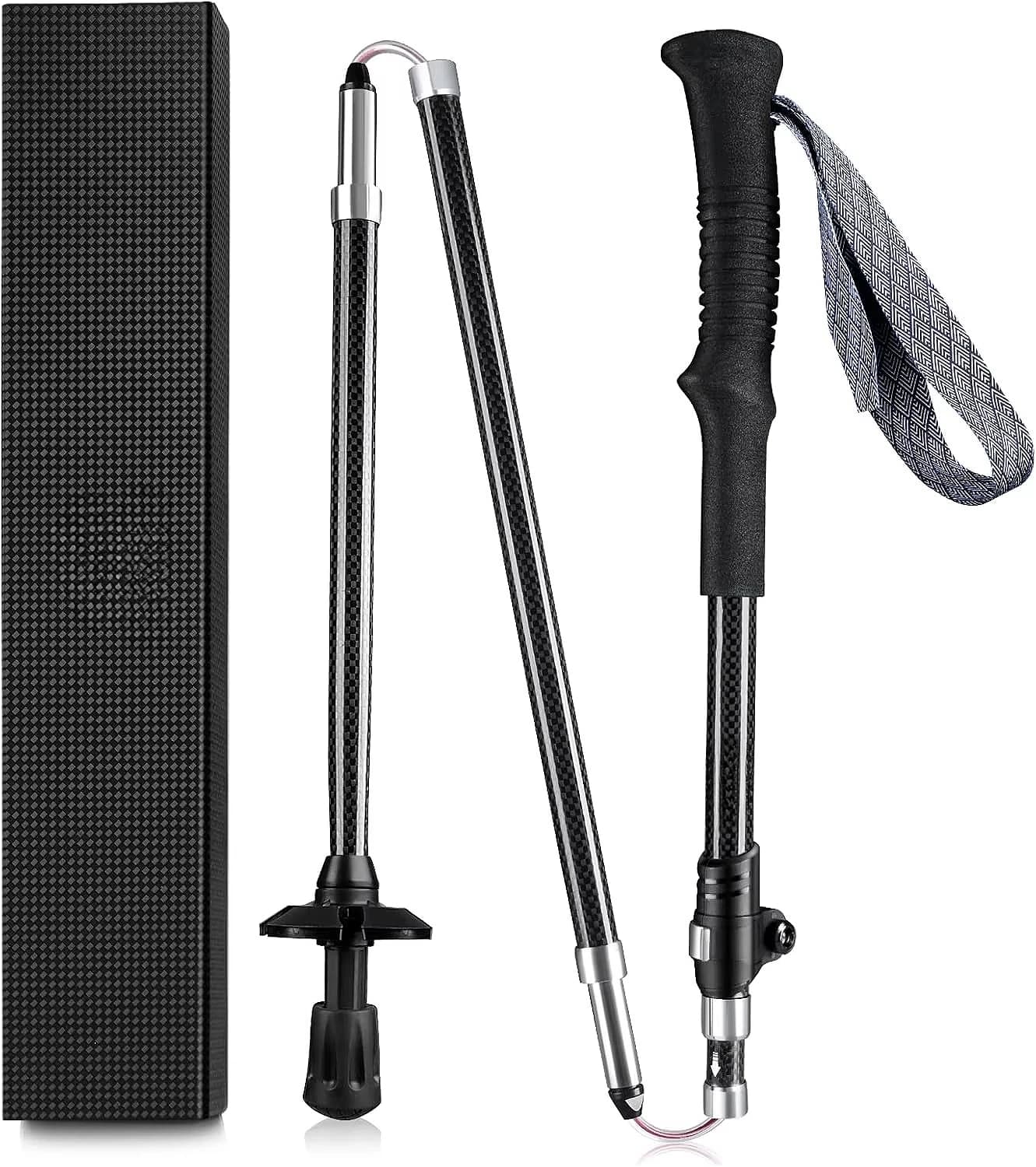 100% Carbon Fiber Light Folding Trekking Sticks 62-135 cm 3 sections flip-lock adjustable trek stick
