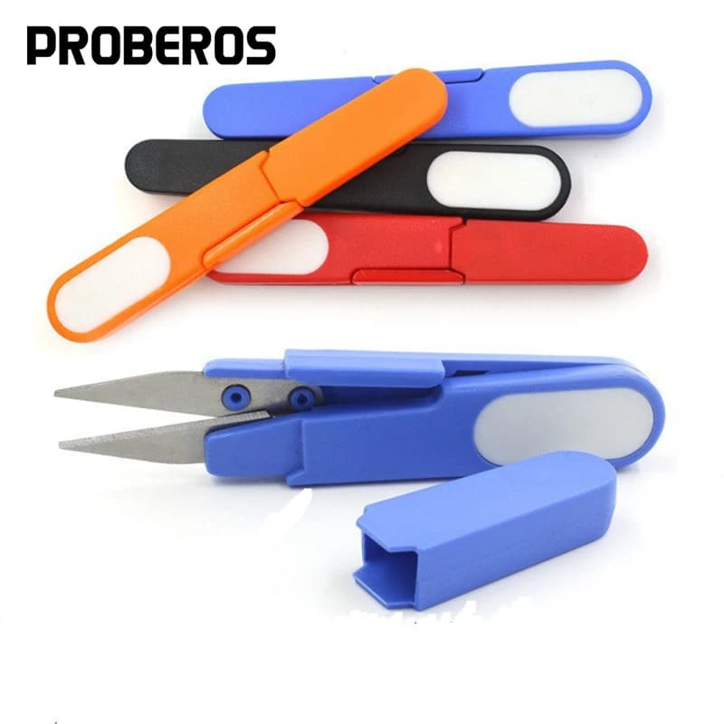 Mini forbici da pesca a forma di U con cappuccio Manico in acciaio inossidabile Pinze Taglialine Affilato Taglio di pesce Clipper Attrezzatura Strumenti Accessori