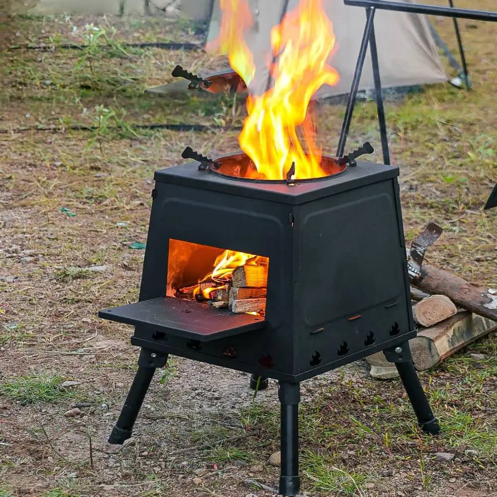 Multipurpose folding wood stove Portable wood stove - Outdoor folding kitchen stove for picnic excursions