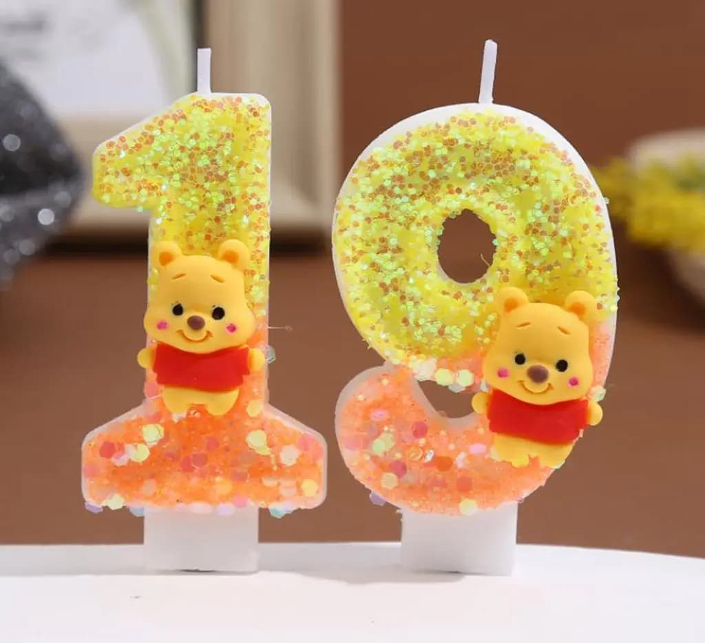 Anime 0-9 Numero Candela Carino Winnie the Pooh Candela Personaggio dei cartoni animati Torta per feste per bambini Plug-in Decorazione torta di compleanno Regali