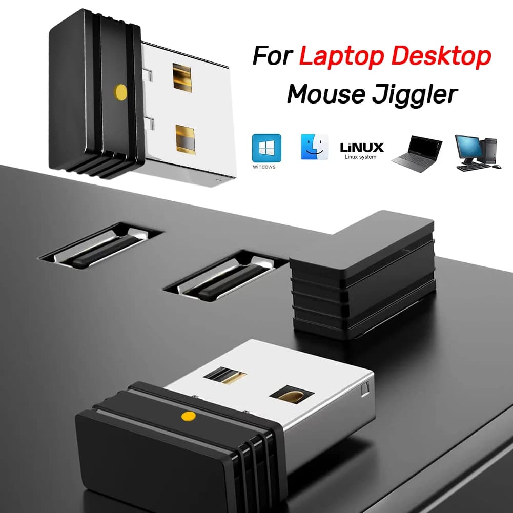 Mini Automatic Mouse Jiggler Undetectable USB Automatic Move Cursor Plug and Play Keeps Awake Indicator Light for Laptop Desktop