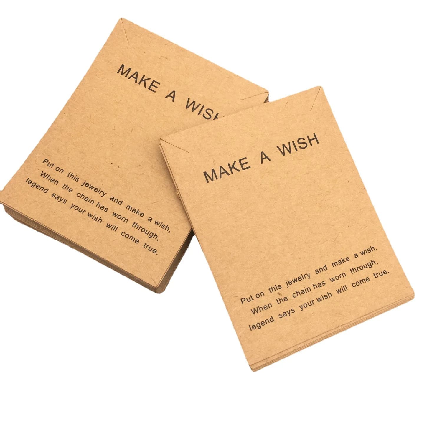 50 carte per imballaggio di gioielli in carta kraft fai un desiderio 9 * 7 cm adatte per collane, bracciali, etichette per pacchetti regalo, piccole imprese all'ingrosso