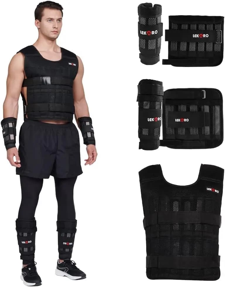 Set di Gilet Ponderati da 44LB con Piastre in Acciaio per Uomini e Donne, Ideale per Allenamento di Forza, HIIT, Rucking e Cardio, Design Regolabile