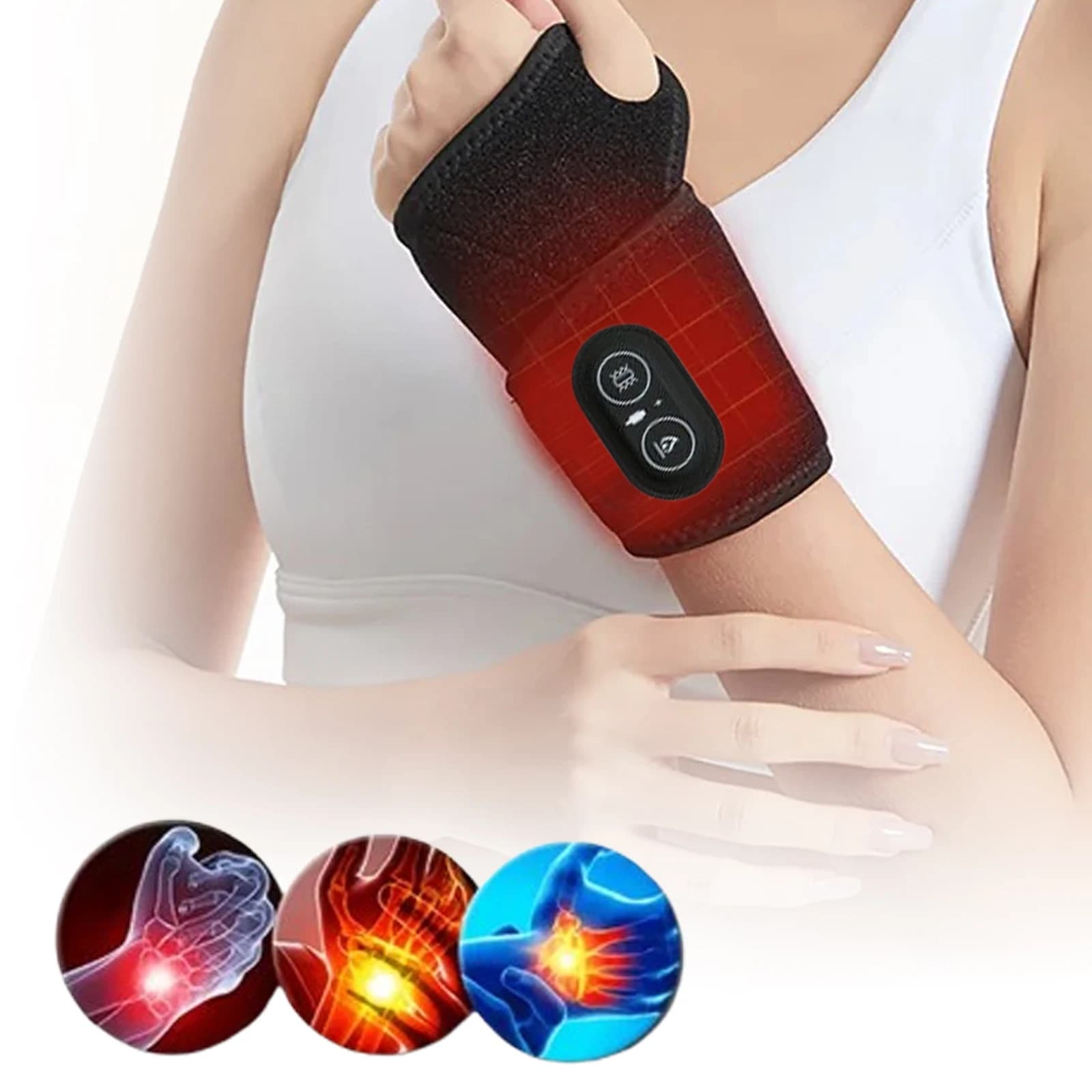 Protezione per il polso con riscaldamento elettrico Protezione sportiva Traspirante USB riscaldato Massaggiatore per le mani Supporto per cinturino da polso Strumenti per la cura sana