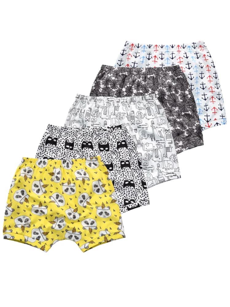 5pcs loose elastic shorts, suitable for boys, summer newborns, infants, and toddlers PP shorts children's accessories