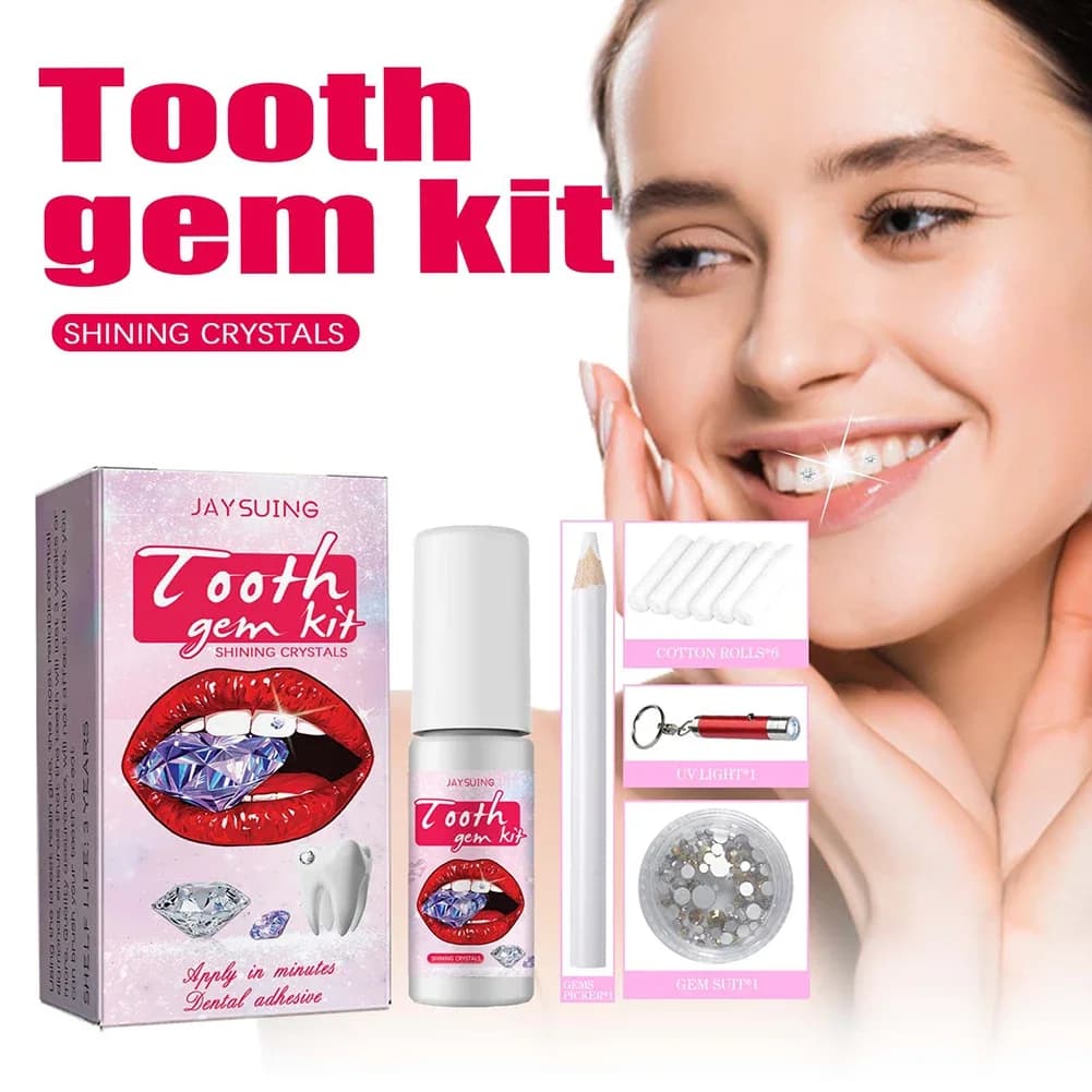 Teeth Gems Kit DIY With Crystals With Polymerizing Light Collar Gems Kit for Jewellery With Teeth Kit for Robust Teeth Decorations Professional Ornament