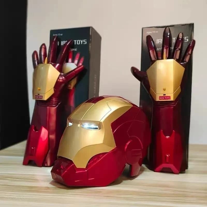 Nuovo Casco Iron Man 2026 Mk Jarvis Indossabile con Apertura e Chiusura Manuale, Cappuccio Luminoso Deformabile, Braccio Meccanico Giocattolo Regalo