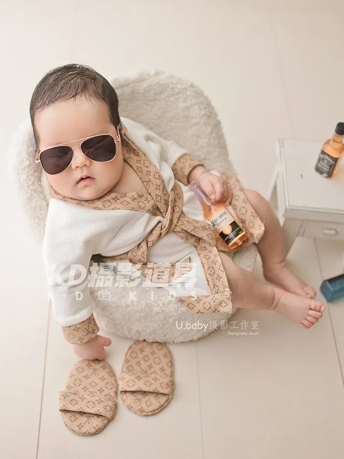 Neonato bambini fotografia tema fotografia puntelli nuovo prodotto luna piena fotografia bambino grande marca vento accappatoio bottiglia di vino