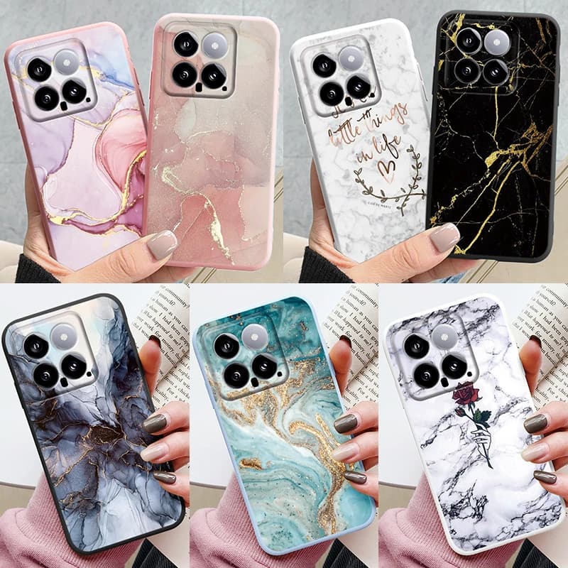 Colorful Marble Case For Xiaomi 14 Luxury Soft Shockproof Cover Fundas For Xiaomi Mi 14T 15T Pro 11 Lite Watercolor Oil Painting