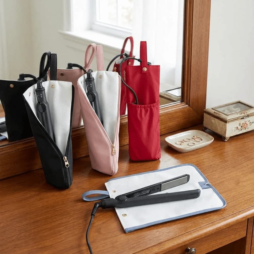 Heat-Resistant Curling Iron Bag Hanging Waterproof Straightener Storage Pouch Dust-proof Anti-scalding