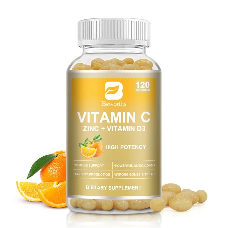 BEWORTHS Capsula of vitamin C and zinc with vitamin D3 Strong strengthening of antioxidant collagen Immune system and skin health supplements