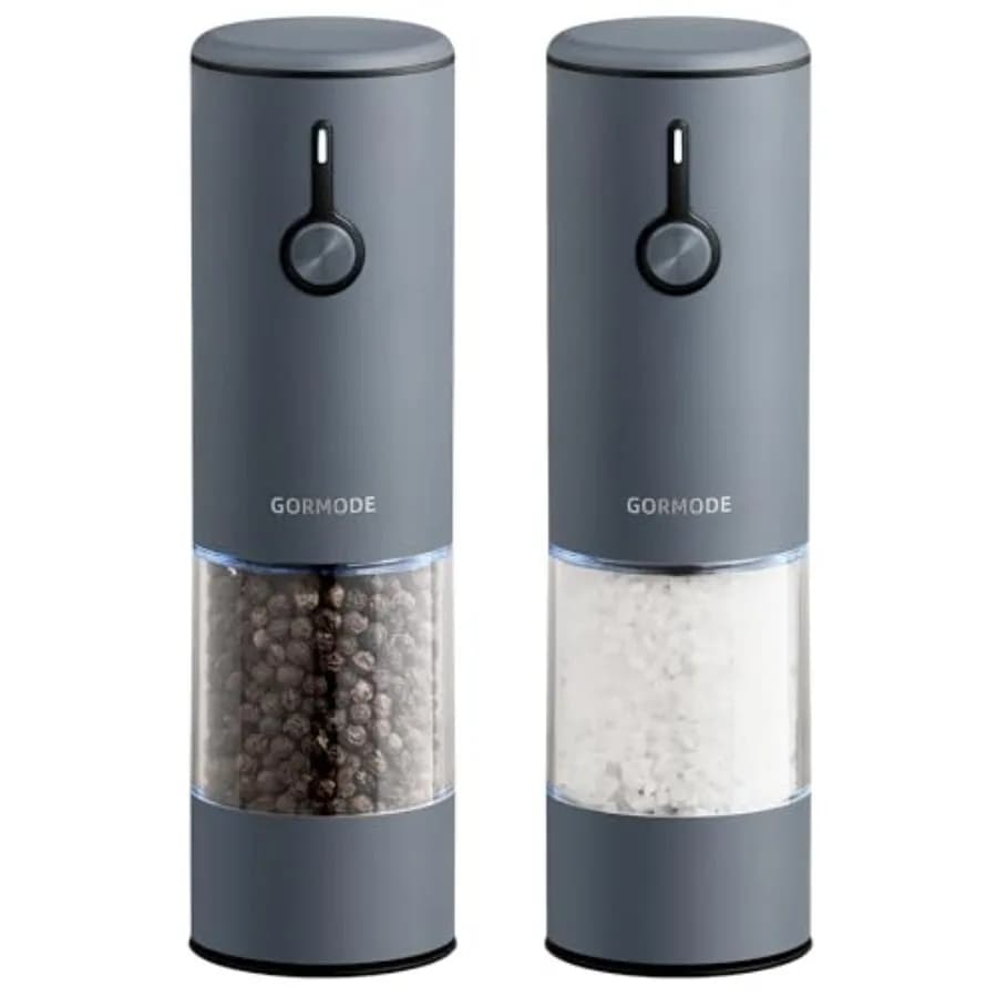 Set Macinapepe e Macinasale Elettrico in Acciaio Inox Wedgwood Blue - 2 Macinini Ricaricabili con Luce LED e 6 Livelli di Regolazione