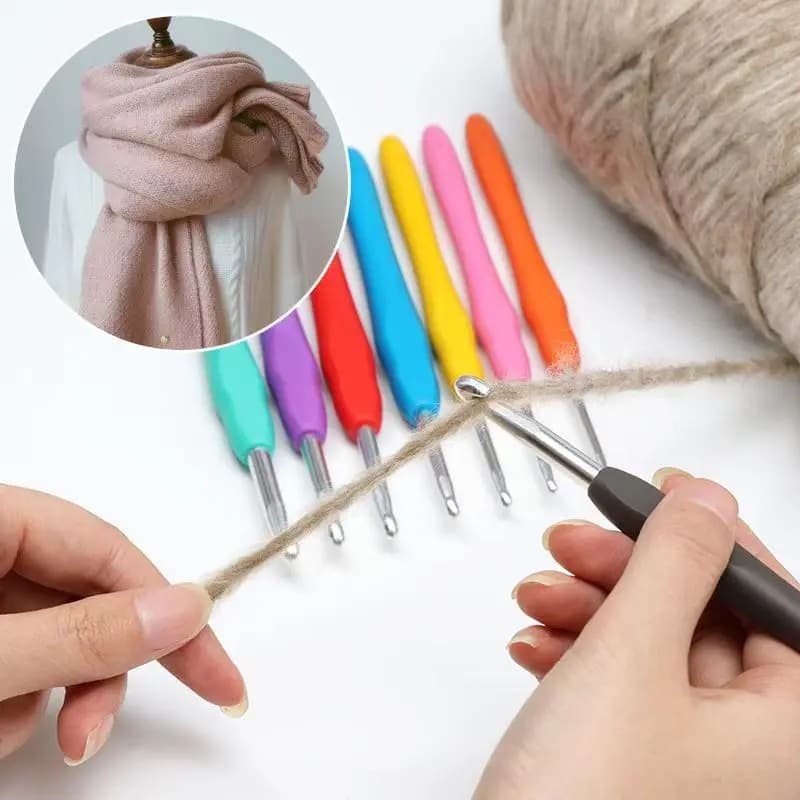 Set di Uncinetti in Allumina con Manico Colorato in Plastica, Ferri da Maglia per Lavori a Maglia, Accessori per Cucito e Filato