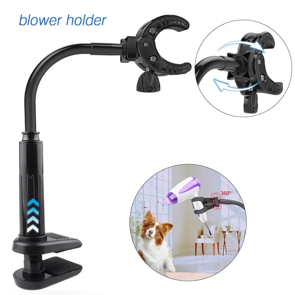 Staffa girevole per asciugacapelli per animali domestici Telaio di supporto per toelettatura Bretelle Scaffale per accessori per mani libere per cani