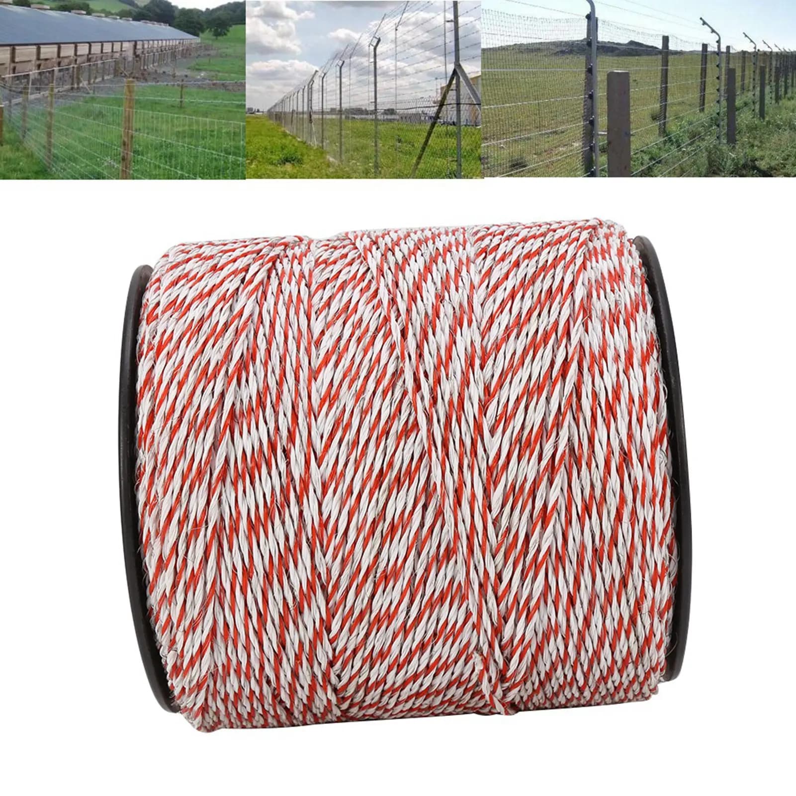 500M White & Red Cavo Electric Fence Cable for Livestock Conductive Stainless Steel Wire Fence for Fence Wire for Electric Fence