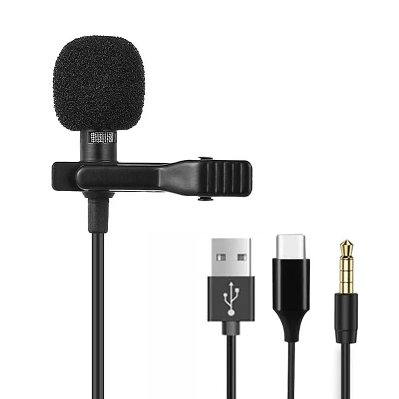 Mini portable lavelier microphone with metal clip, 3.5 mm wired lapel microphone/type C/USB for mobile phone, laptop, DSLR camera, speaker