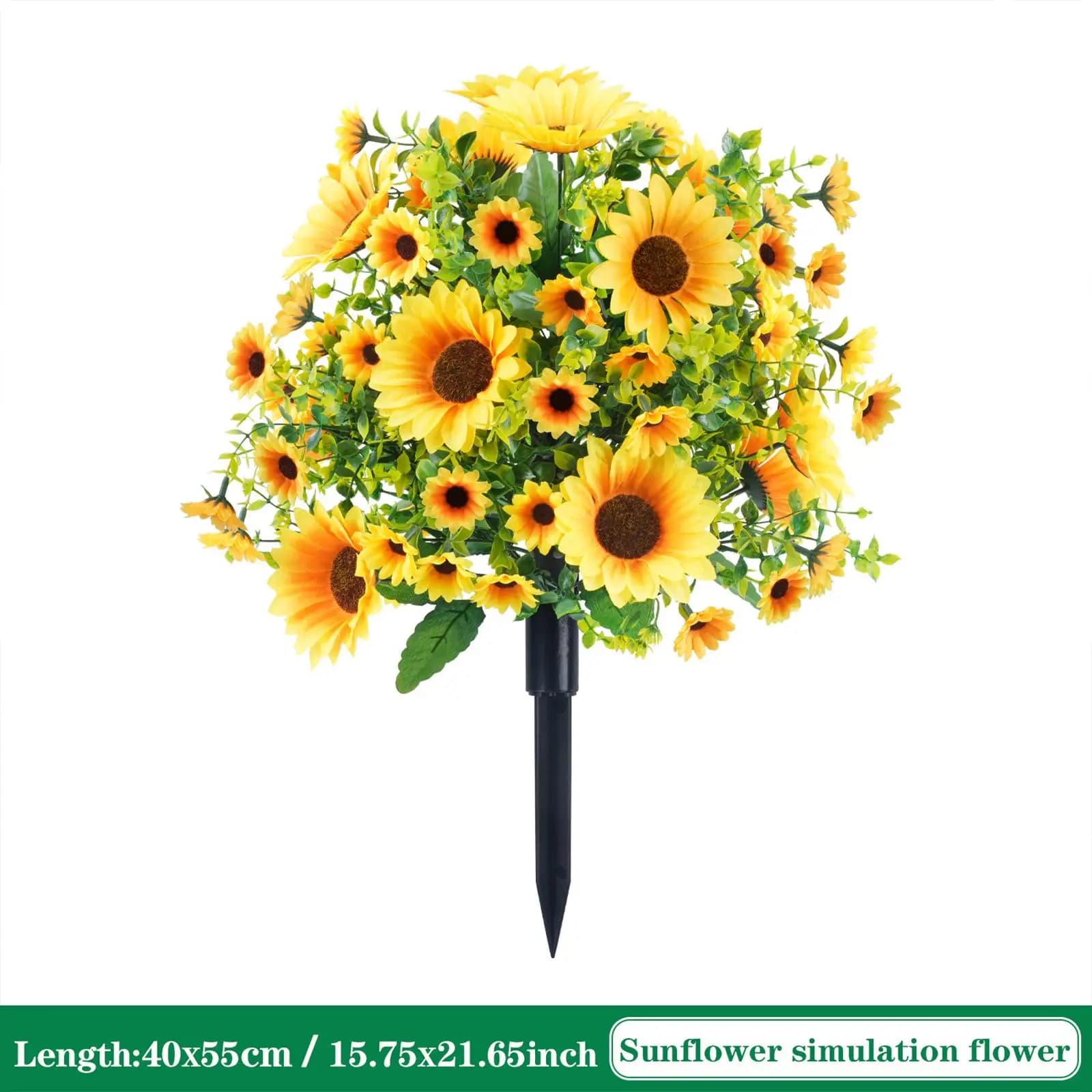 Bouquet di Girasoli Artificiali a Sfera, Decorazione per Esterni, Ingresso, Corridoio, Matrimoni, con Picchetto da Terra, Piante Finte