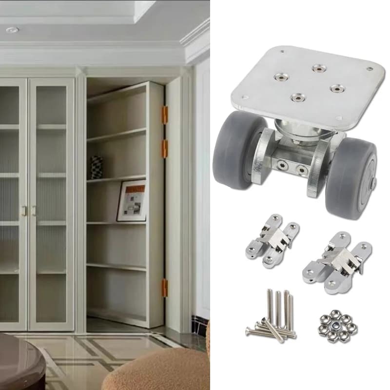 Hardware kit for Electrical Expand Cabinet in Muro for Apartment/House, with Hidden Book Door Hinges and Invisible for Secret Rooms