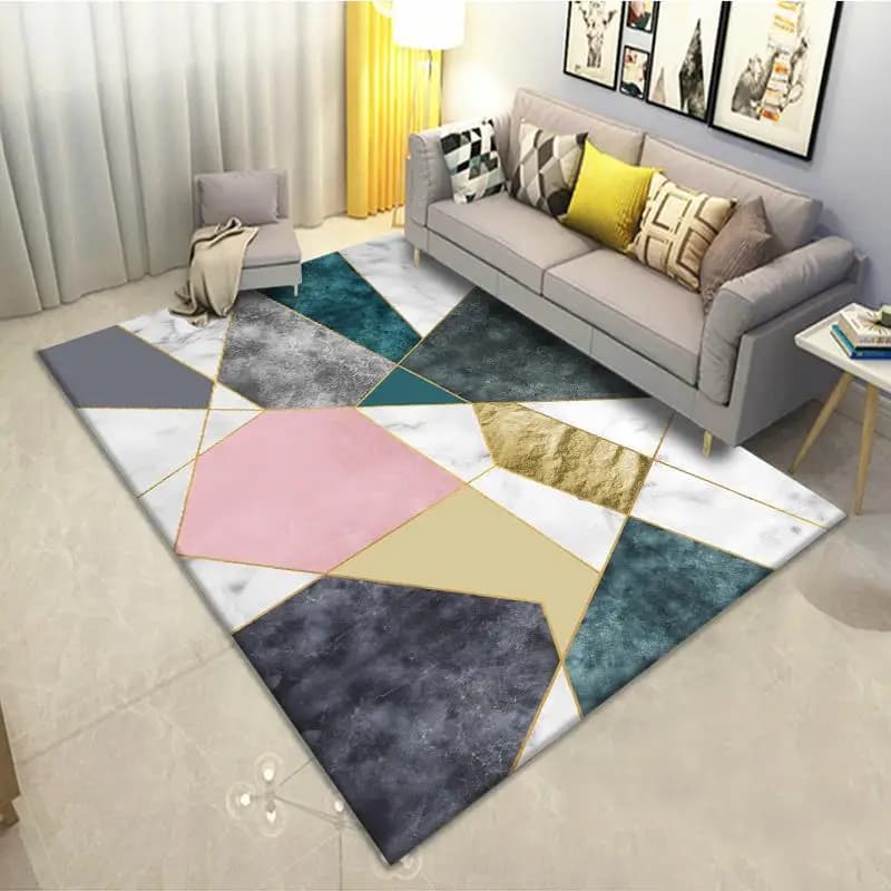 VIKAMA Tappeto da soggiorno, lussuoso e semplice, moderno, astratto, per camera da letto, resistente allo sporco e facile da pulire, decorazione per la casa