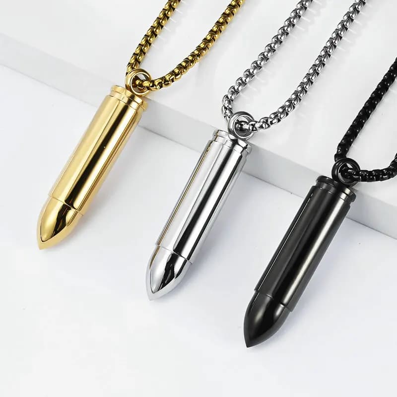 Ciondolo a Forma di Proiettile in Acciaio Inossidabile alla Moda con Scomparto per Olio Essenziale, Design Smontabile per Accessori di Moda