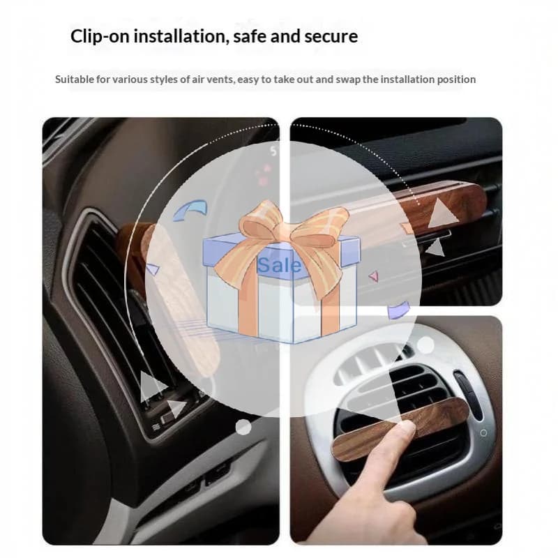 Car Aroma Diffuser Vent Clip 1 Set Premium Wood Essential Oil Aromatherapy Holder Long Lasting Scent Car Air Freshener